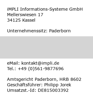 Impressum der iMPLI Informations-Systeme GmbH